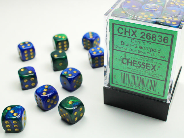 Gemini Blue-Green/Gold 36D6 12mm