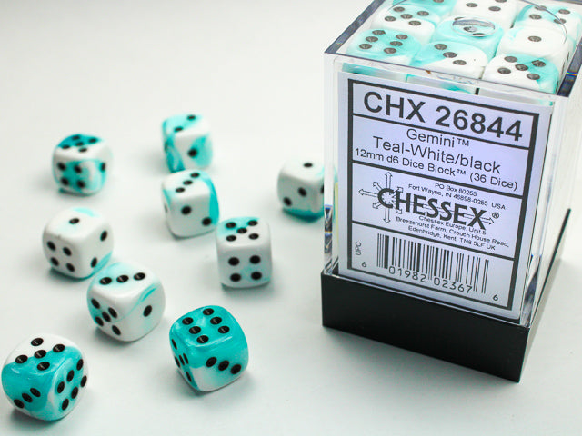 Gemini Teal-White/Black 36D6 12mm