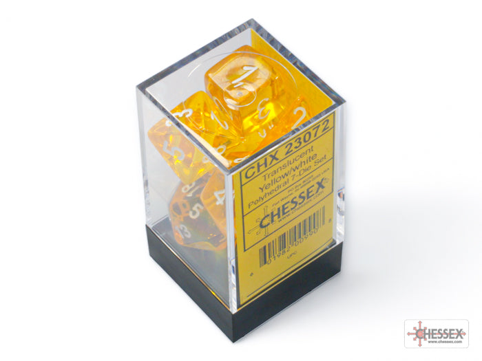 Translucent Yellow/White Polyhedral 7-Dice Set