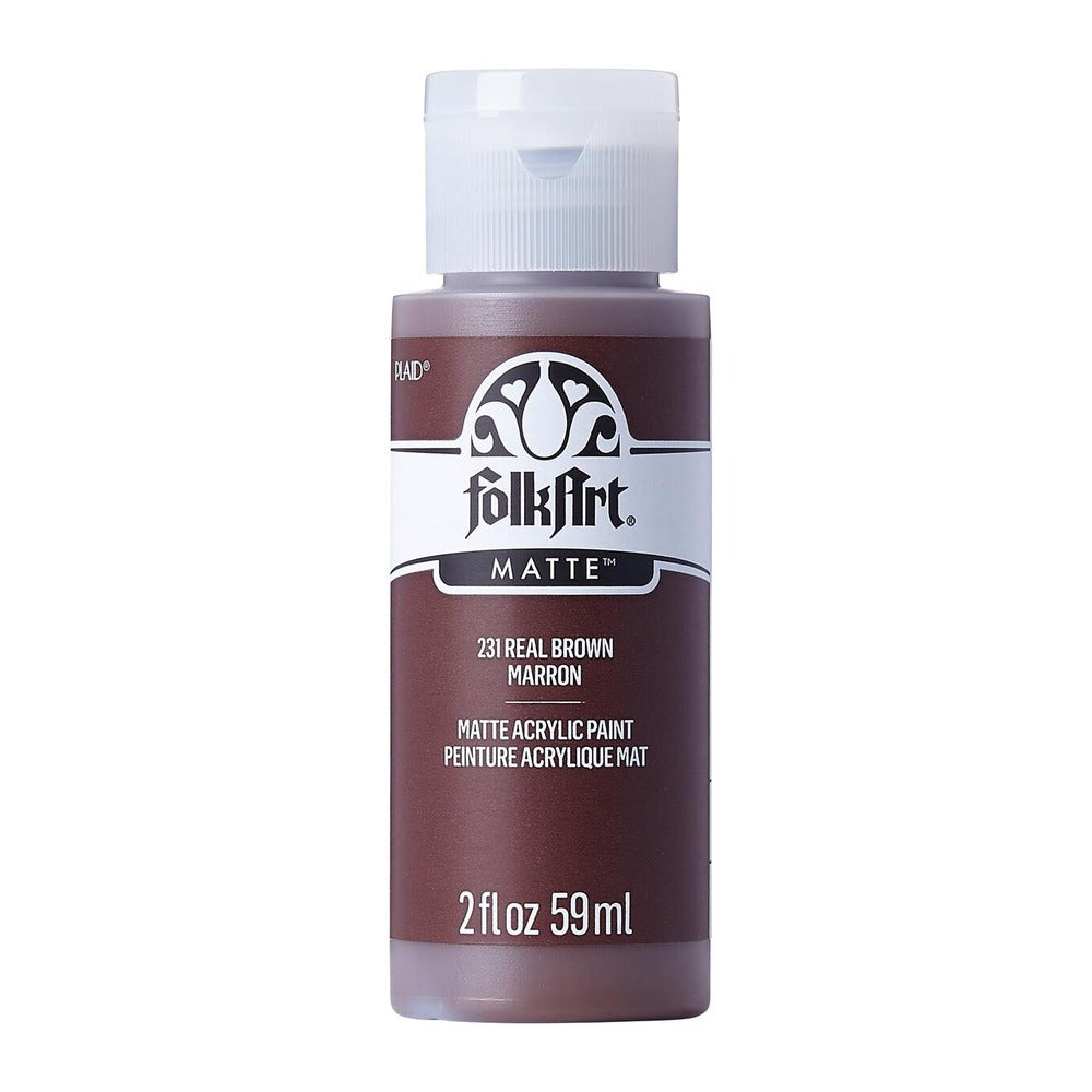 FolkArt Matte Acrylic Paint, 2 oz. - Real Brown