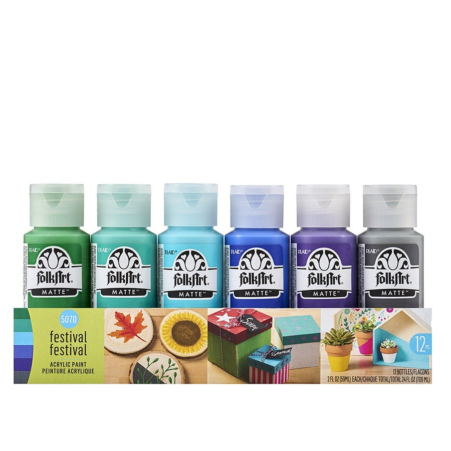FolkArt Matte Acrylic Paint Set, 2oz - Festival (12pc)
