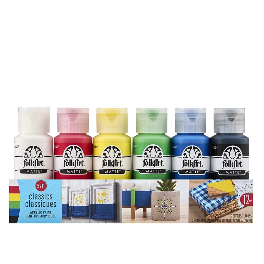 FolkArt Matte Acrylic Paint Set, 2oz - Classics (12pc)