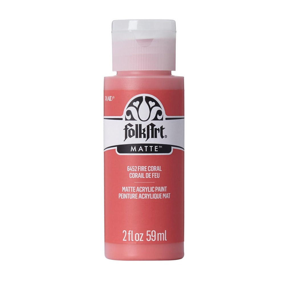 FolkArt Matte Acrylic Paint, 2 oz. - Fire Coral