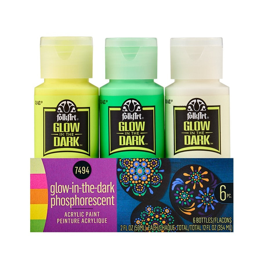 FolkArt Glow-in-the-Dark Acrylic Paint Set, 2oz (6pc)