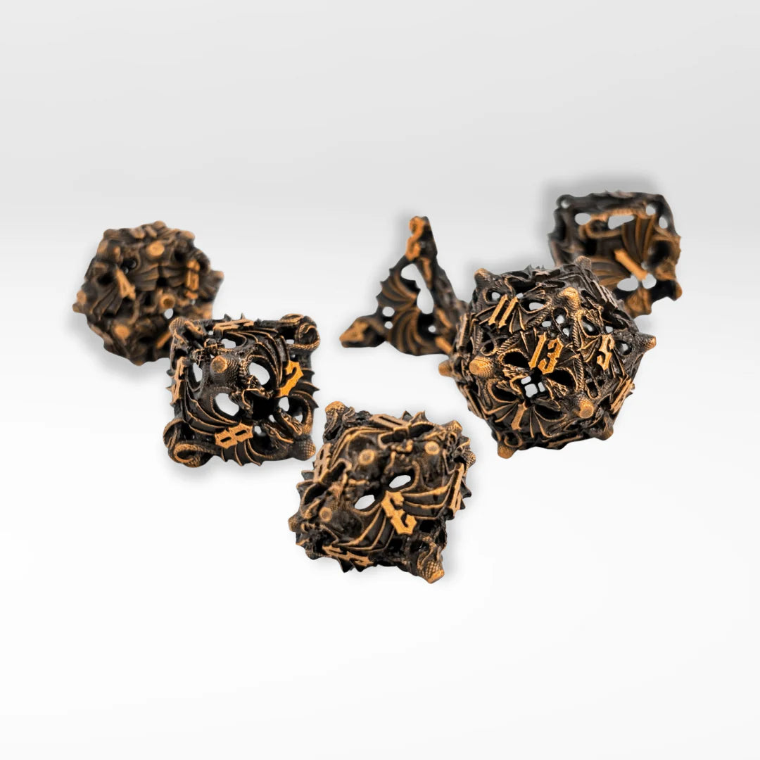 The Dragon Nest - 7pc Hollow Metal Dice Set